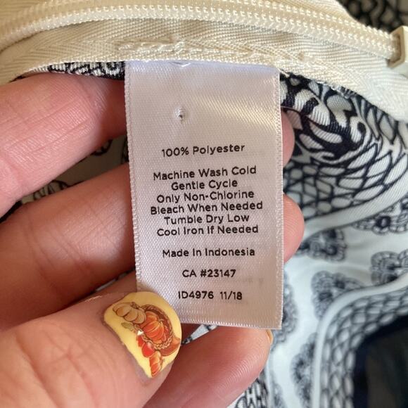 Talbots Black & White Print Semi Sheer Shell, Size LP - Picture 9 of 10